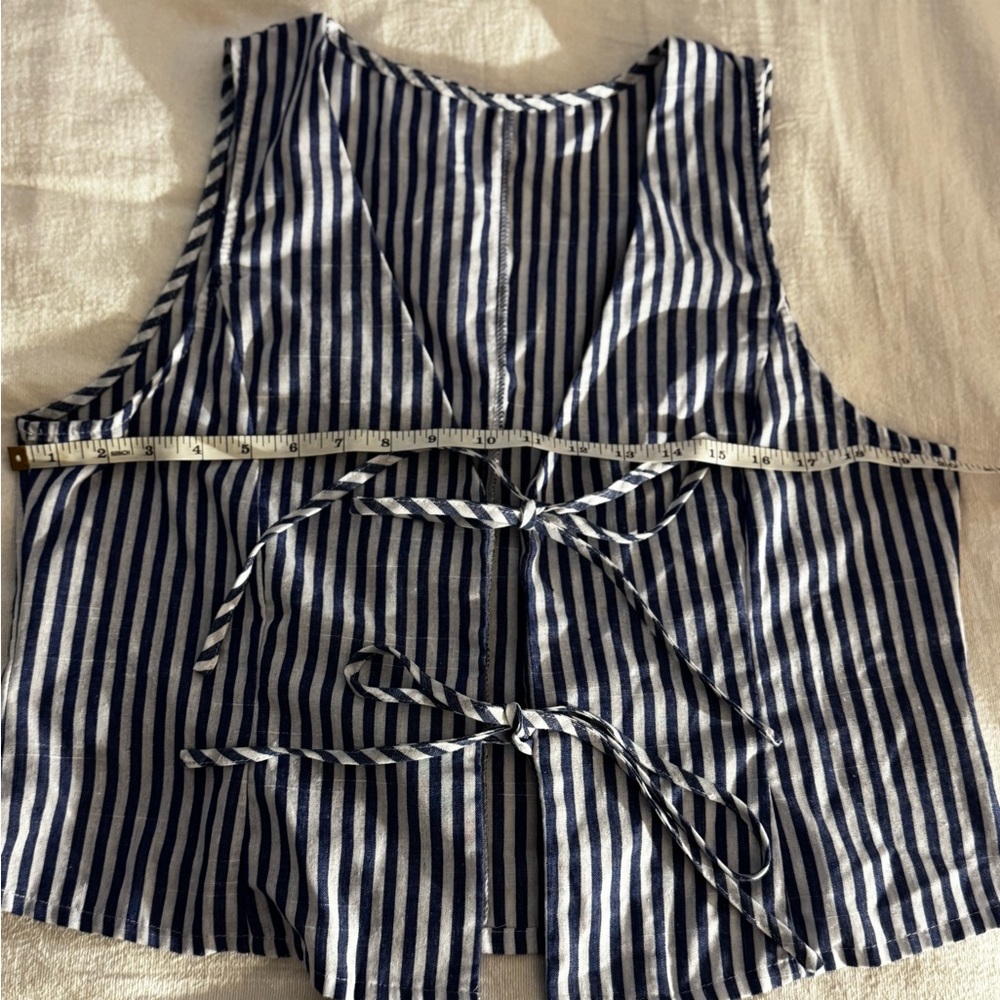 SHEIN Navy Blue and White Striped Top